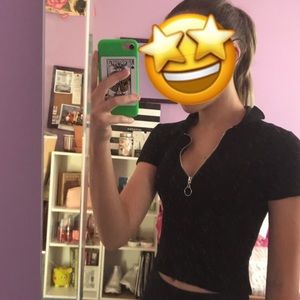 Garage Quarter Zip Crop Top